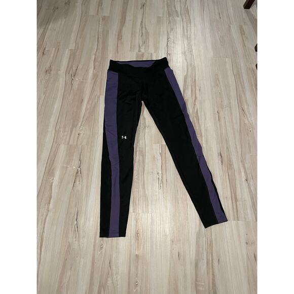 Under Armour black and purple striped leggings size Medium - Picture 4 of 5